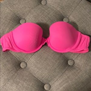 Hot pink strapless bra 32B